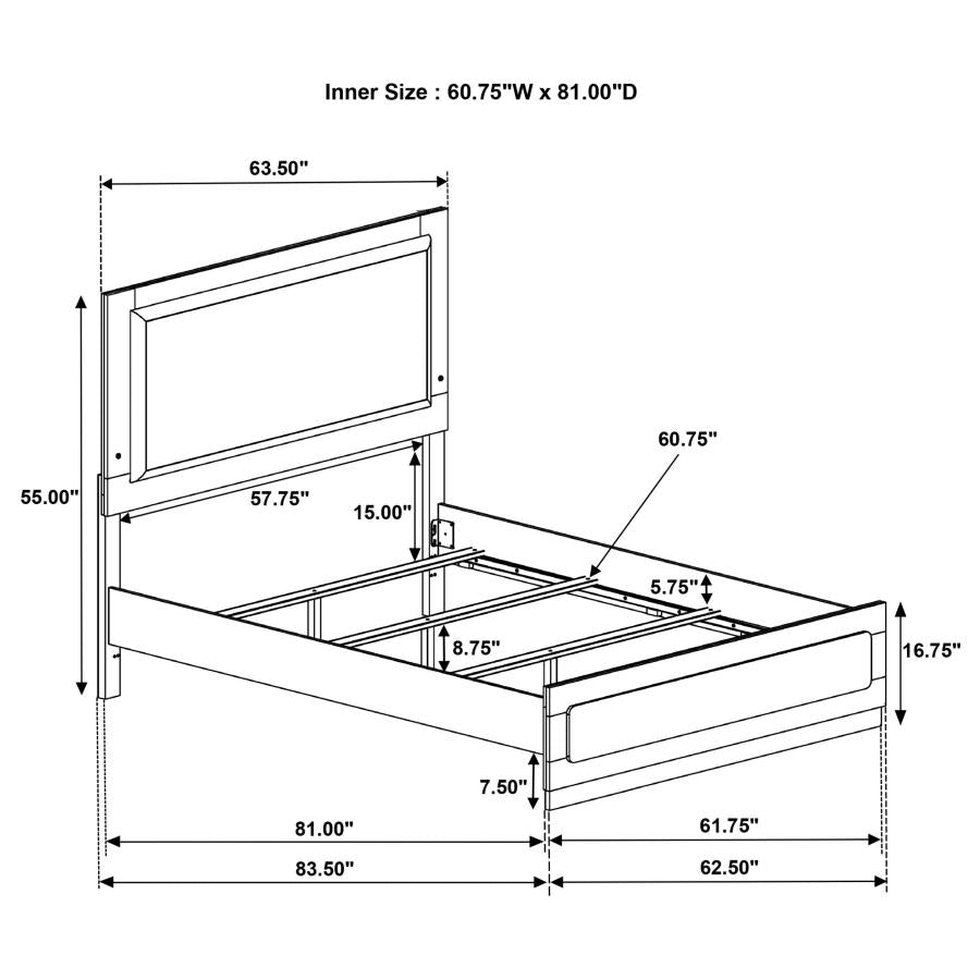 CARAWAY WOOD QUEEN LED PANEL BED WHITE