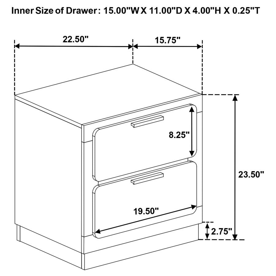 CARAWAY 2-DRAWER NIGHTSTAND WHITE