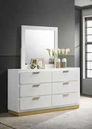 CARAWAY 6-DRAWER DRESSER WITH MIRROR WHITE