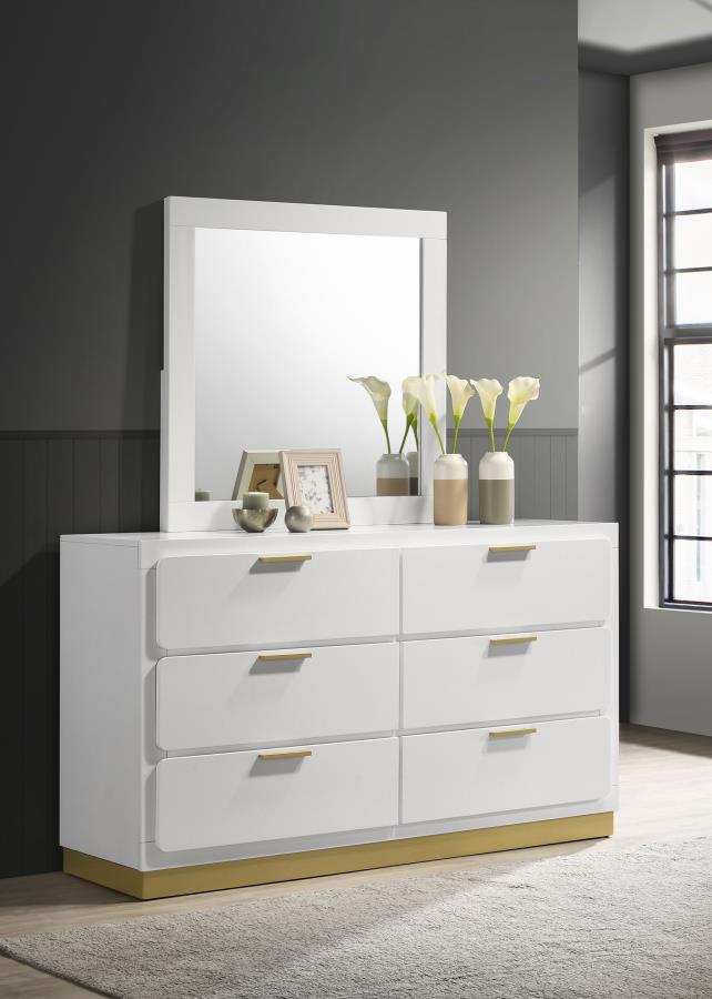 CARAWAY 6-DRAWER DRESSER WITH MIRROR WHITE