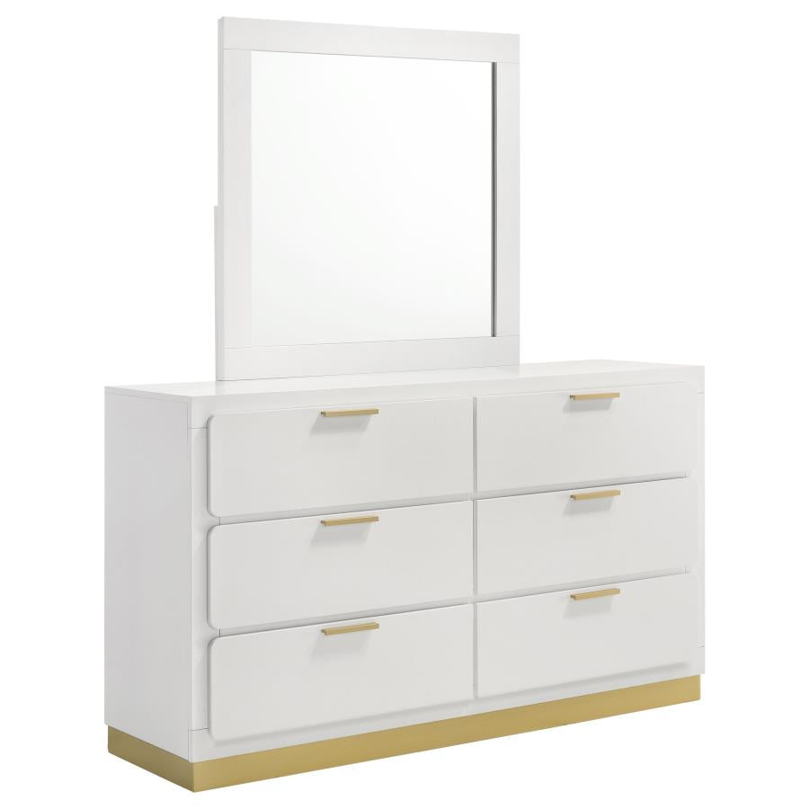 CARAWAY 6-DRAWER DRESSER WITH MIRROR WHITE