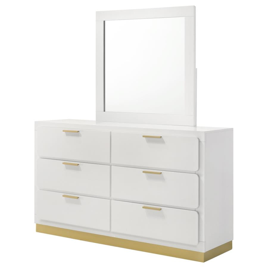 CARAWAY 6-DRAWER DRESSER WITH MIRROR WHITE