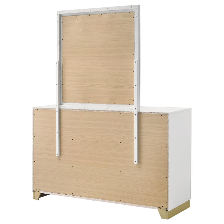 CARAWAY 6-DRAWER DRESSER WITH MIRROR WHITE