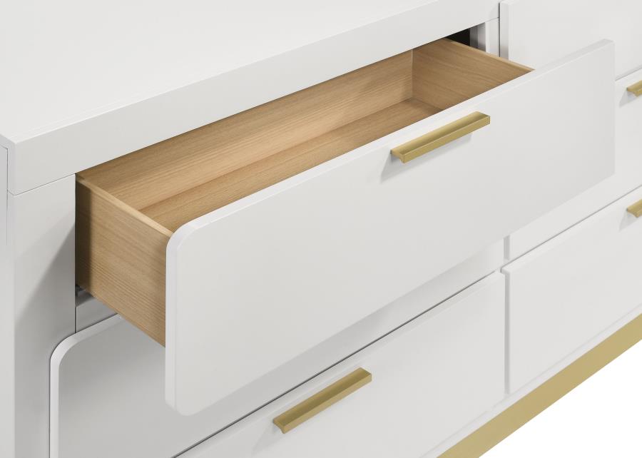 CARAWAY 6-DRAWER DRESSER WITH MIRROR WHITE