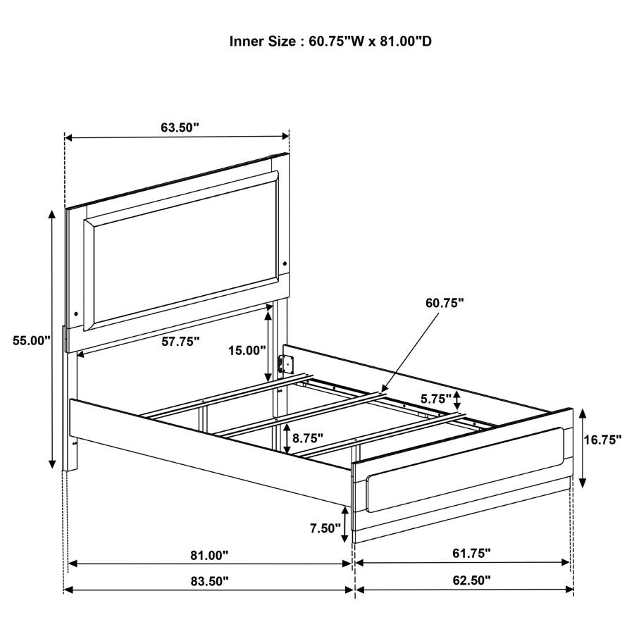 CARAWAY WOOD QUEEN LED PANEL BED BLACK