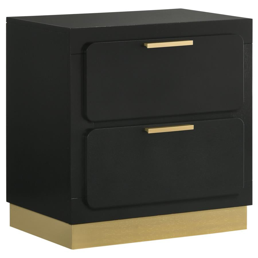 CARAWAY 2-DRAWER NIGHTSTAND BLACK