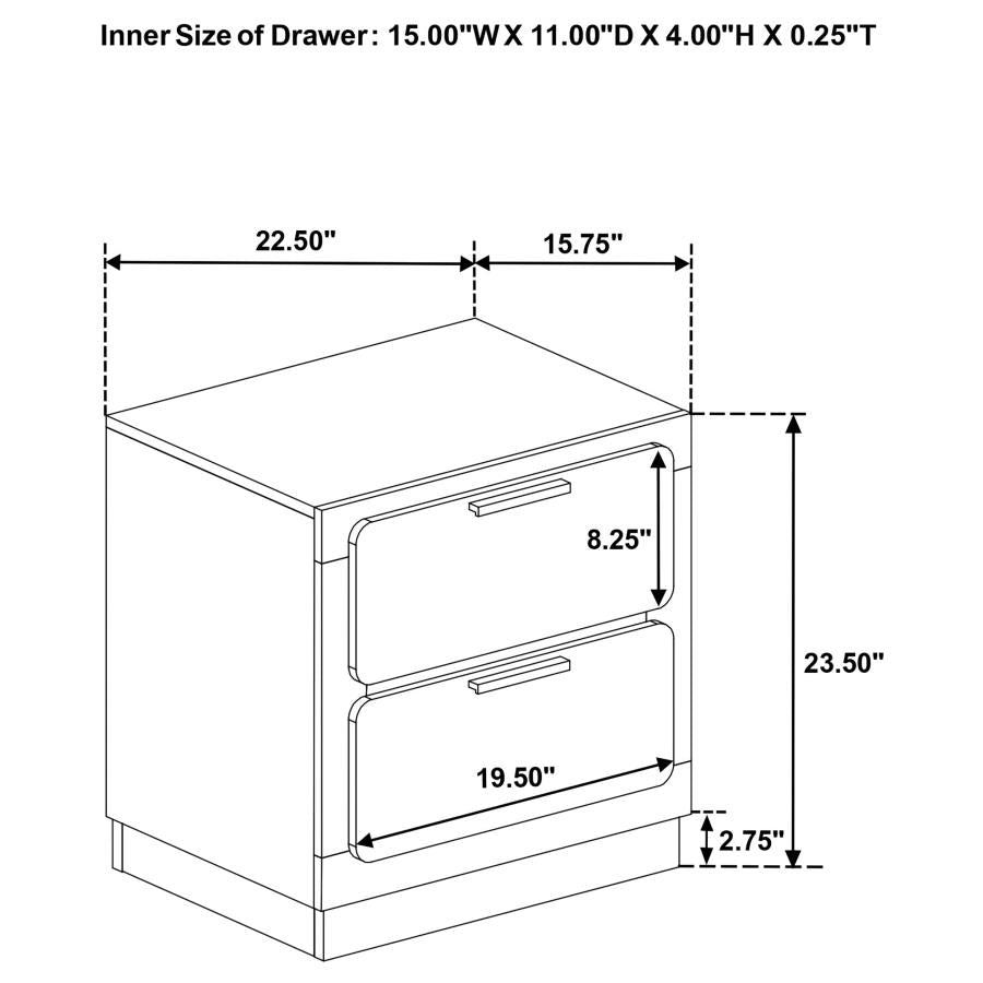 CARAWAY 2-DRAWER NIGHTSTAND BLACK