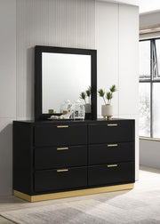 CARAWAY 6-DRAWER DRESSER WITH MIRROR BLACK