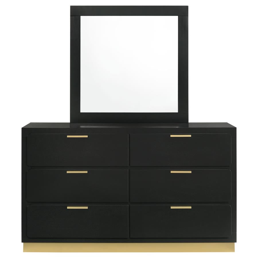 CARAWAY 6-DRAWER DRESSER WITH MIRROR BLACK