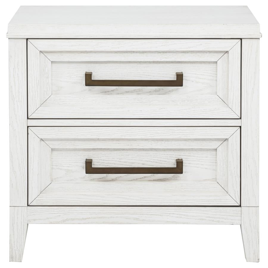 MARIELLE 2-DRAWER NIGHTSTAND BEDSIDE TABLE DISTRESSED WHITE