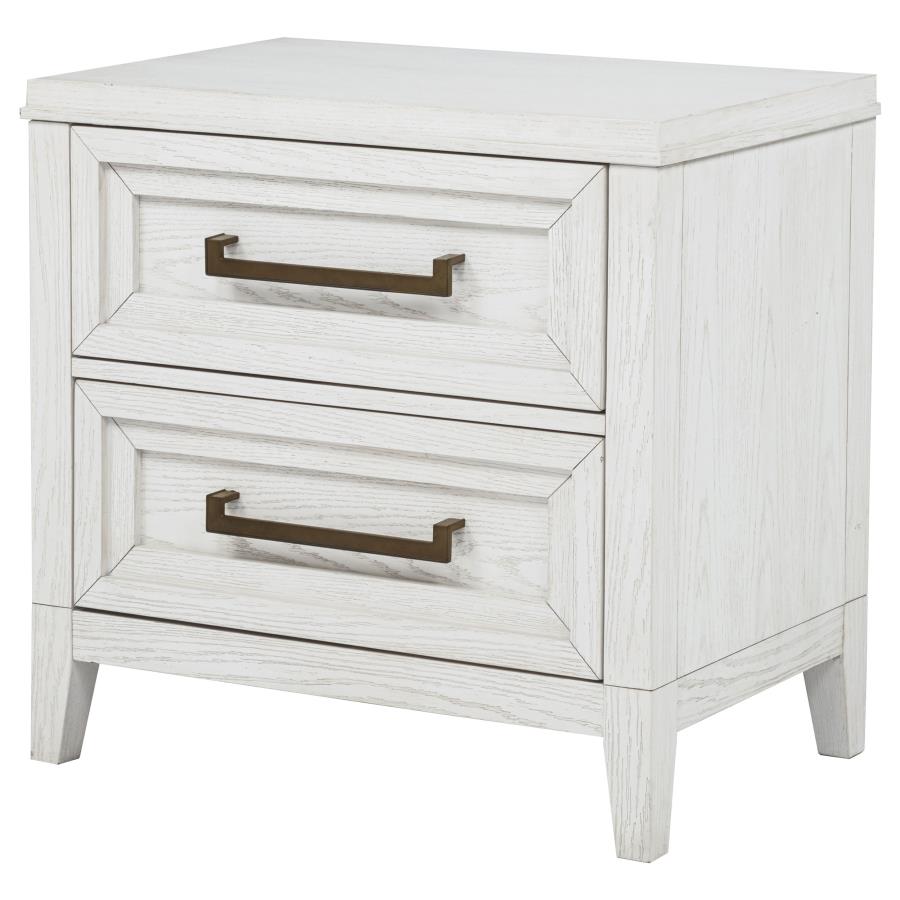MARIELLE 2-DRAWER NIGHTSTAND BEDSIDE TABLE DISTRESSED WHITE