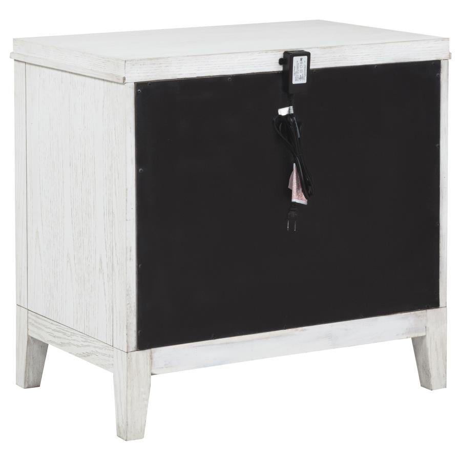 MARIELLE 2-DRAWER NIGHTSTAND BEDSIDE TABLE DISTRESSED WHITE