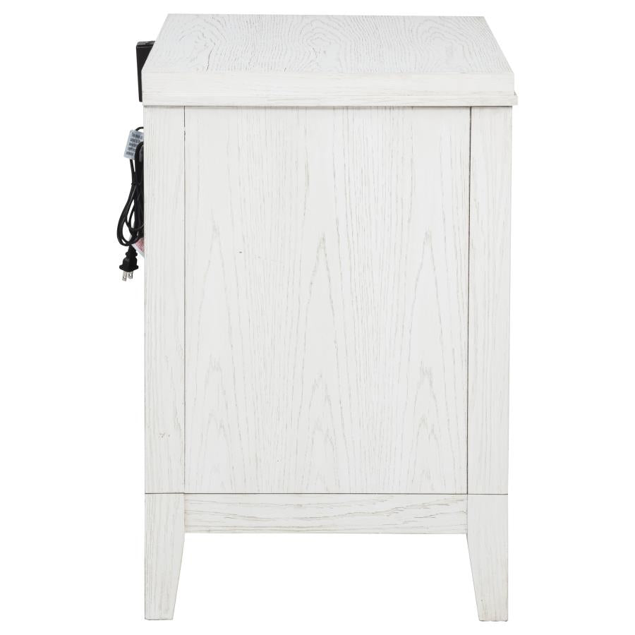 MARIELLE 2-DRAWER NIGHTSTAND BEDSIDE TABLE DISTRESSED WHITE