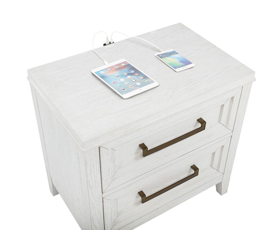 MARIELLE 2-DRAWER NIGHTSTAND BEDSIDE TABLE DISTRESSED WHITE