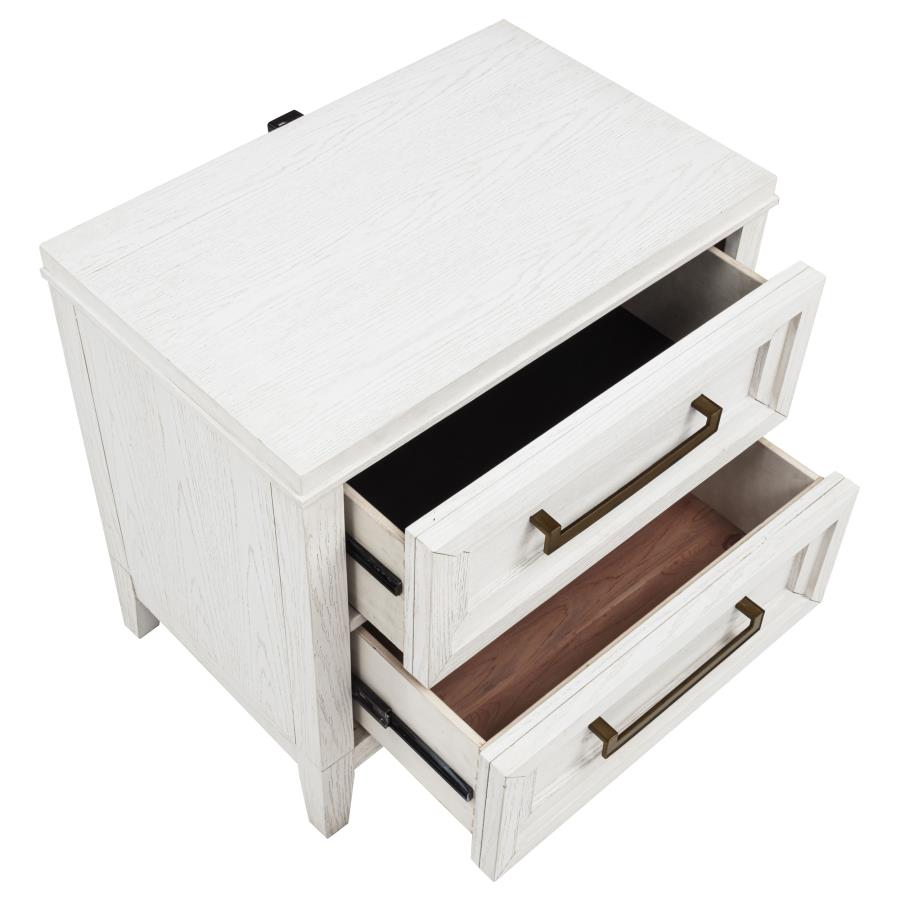 MARIELLE 2-DRAWER NIGHTSTAND BEDSIDE TABLE DISTRESSED WHITE