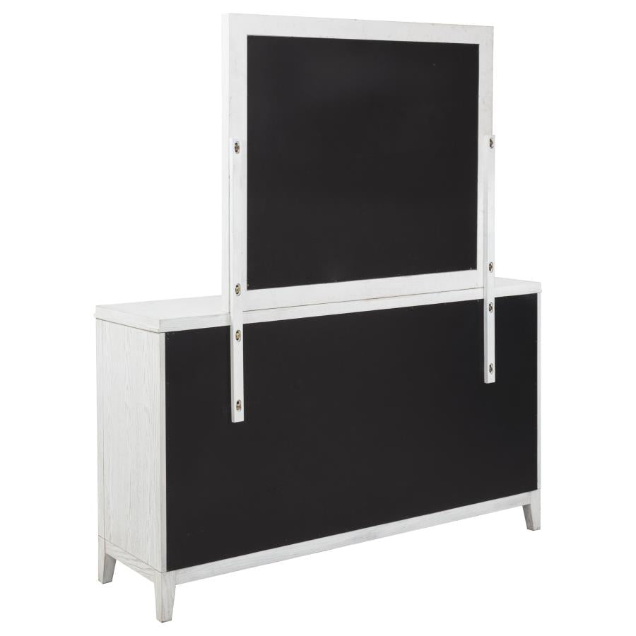 MARIELLE 6-DRAWER DRESSER WITH MIRROR DISTRESSED WHITE