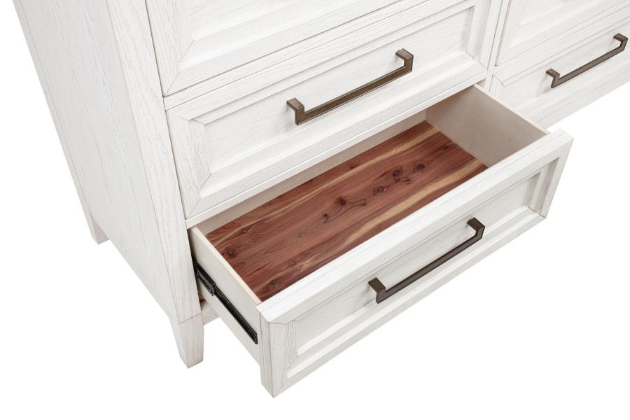 MARIELLE 6-DRAWER DRESSER WITH MIRROR DISTRESSED WHITE