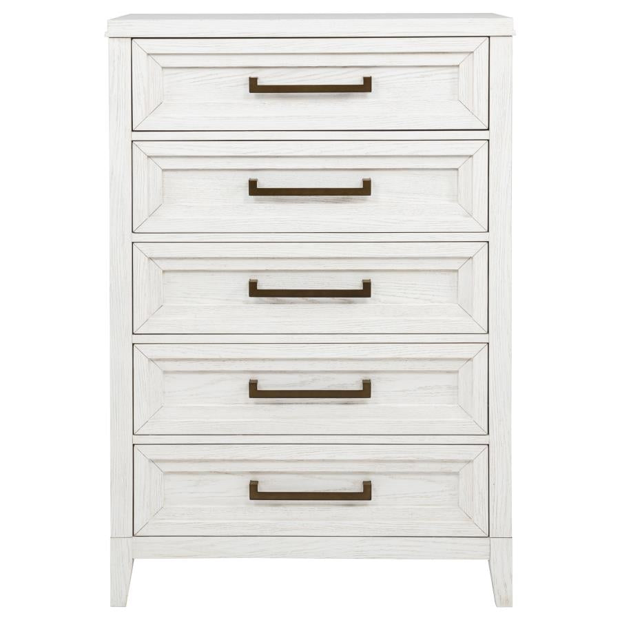 MARIELLE 5-DRAWER BEDROOM CHEST DISTRESSED WHITE