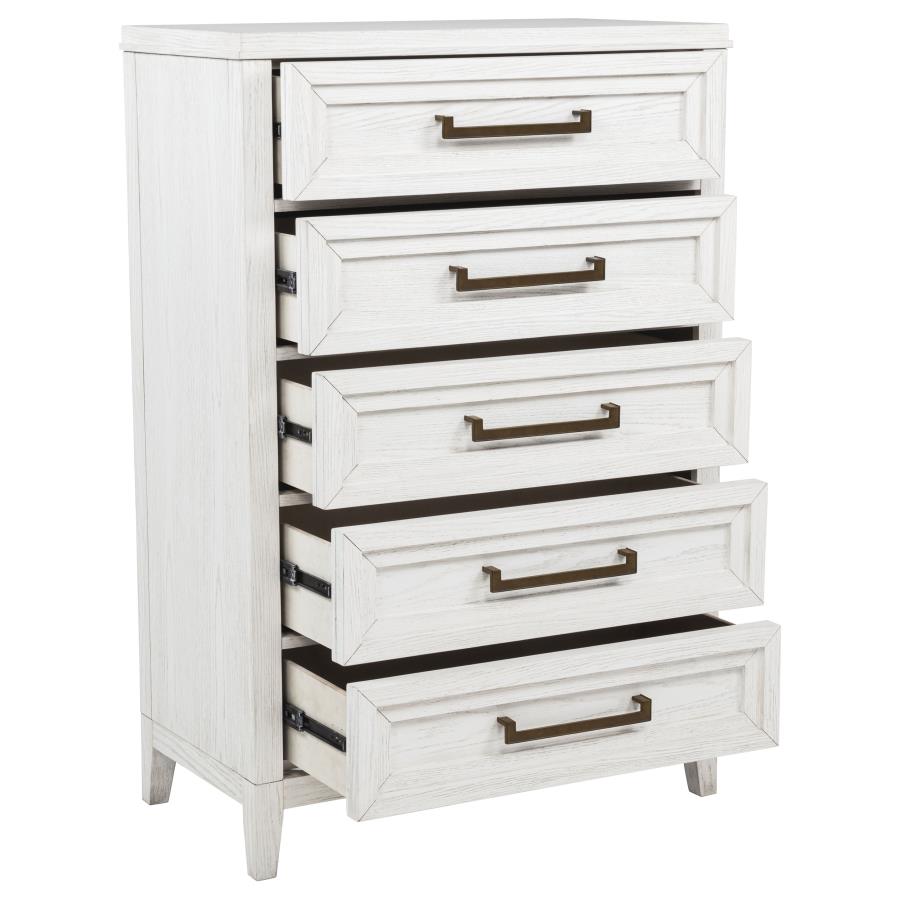 MARIELLE 5-DRAWER BEDROOM CHEST DISTRESSED WHITE