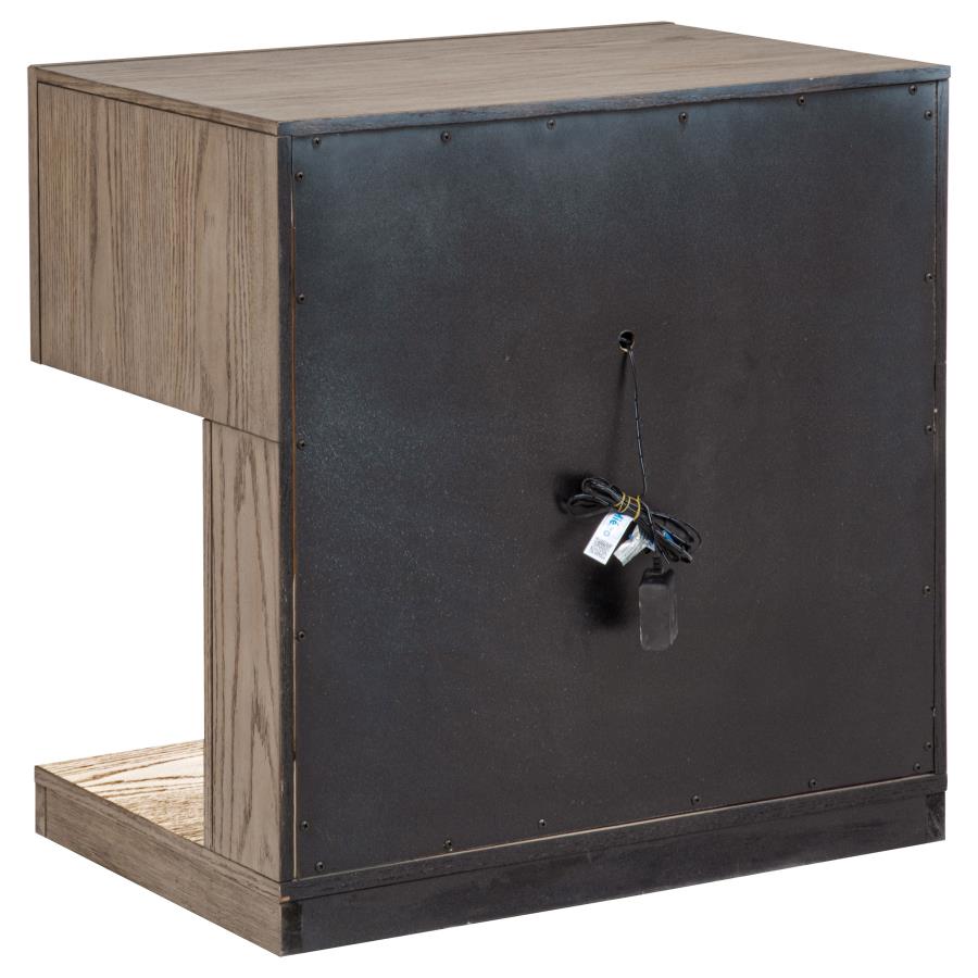 KENORA 1-DRAWER NIGHTSTAND BEDSIDE TABLE BARLEY BROWN