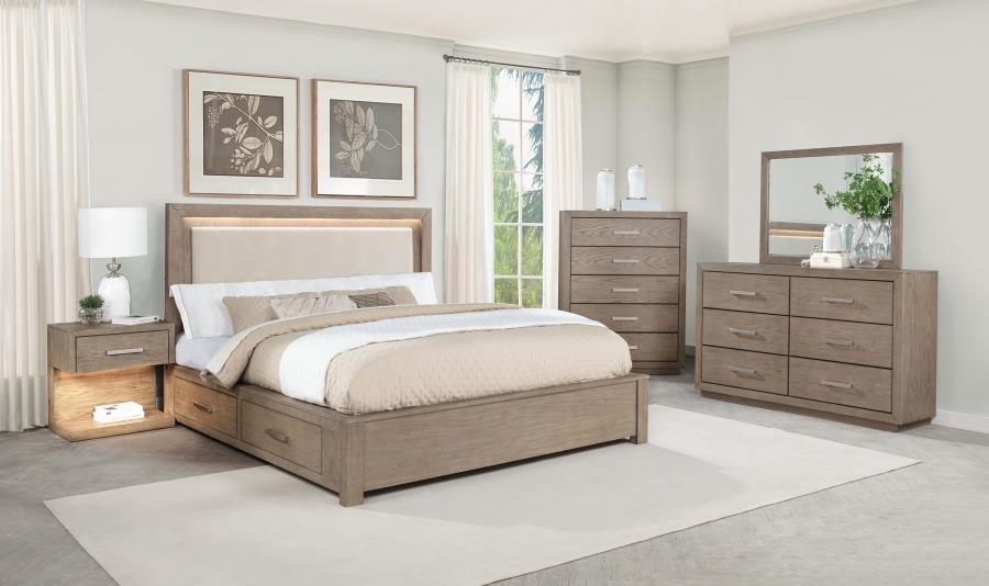 KENORA 1-DRAWER NIGHTSTAND BEDSIDE TABLE BARLEY BROWN