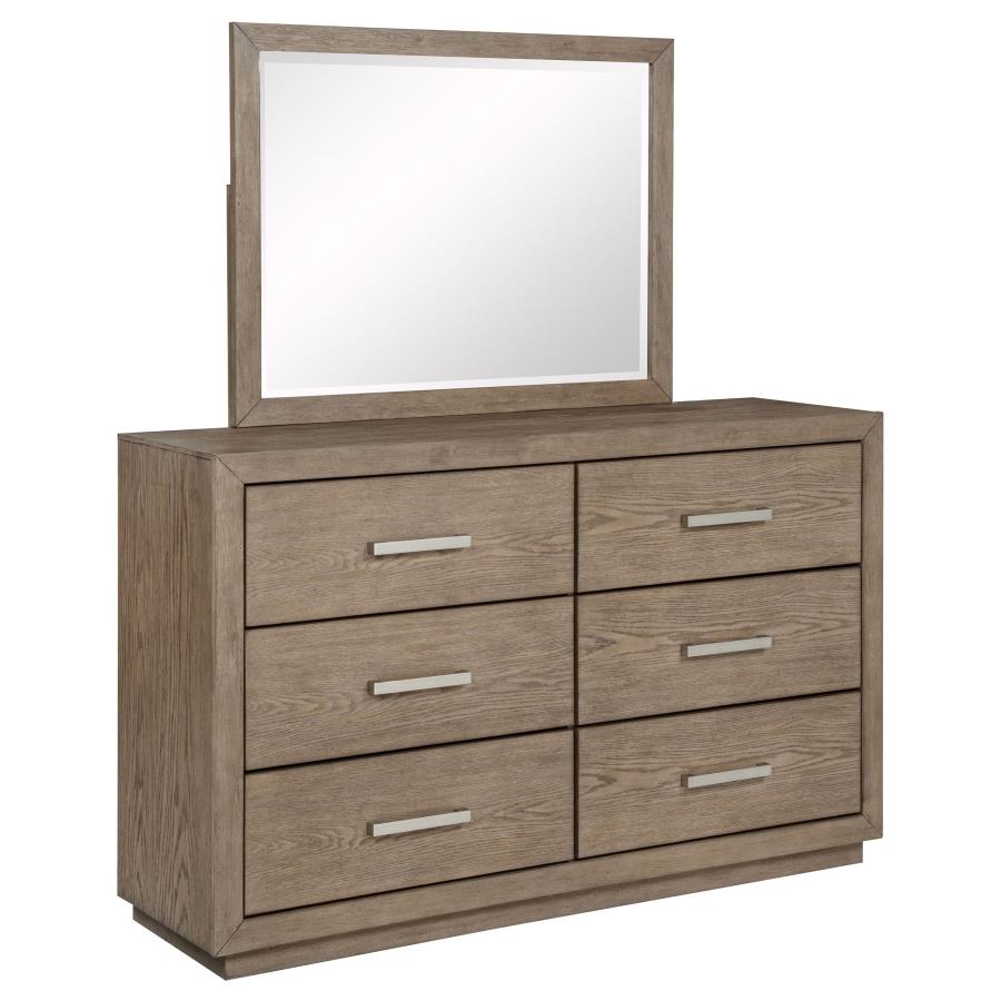 KENORA 6-DRAWER DRESSER AND MIRROR BARLEY BROWN