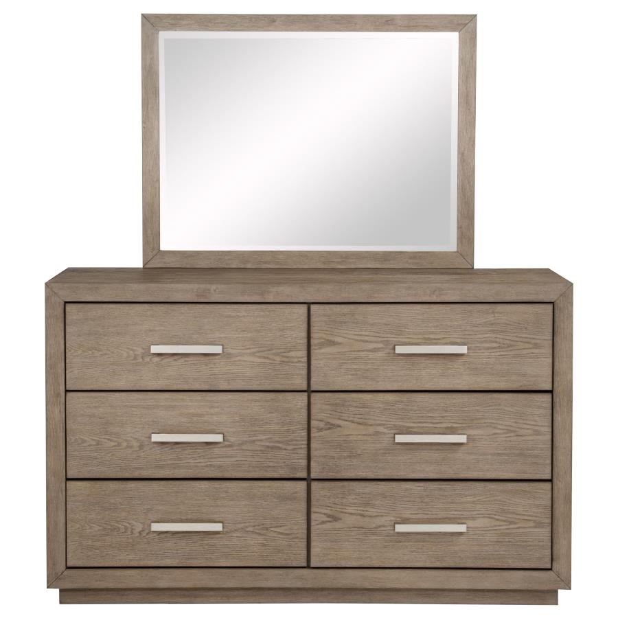 KENORA 6-DRAWER DRESSER AND MIRROR BARLEY BROWN