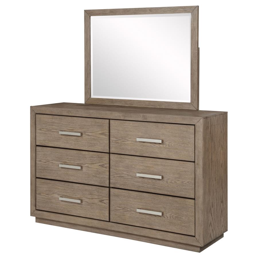 KENORA 6-DRAWER DRESSER AND MIRROR BARLEY BROWN
