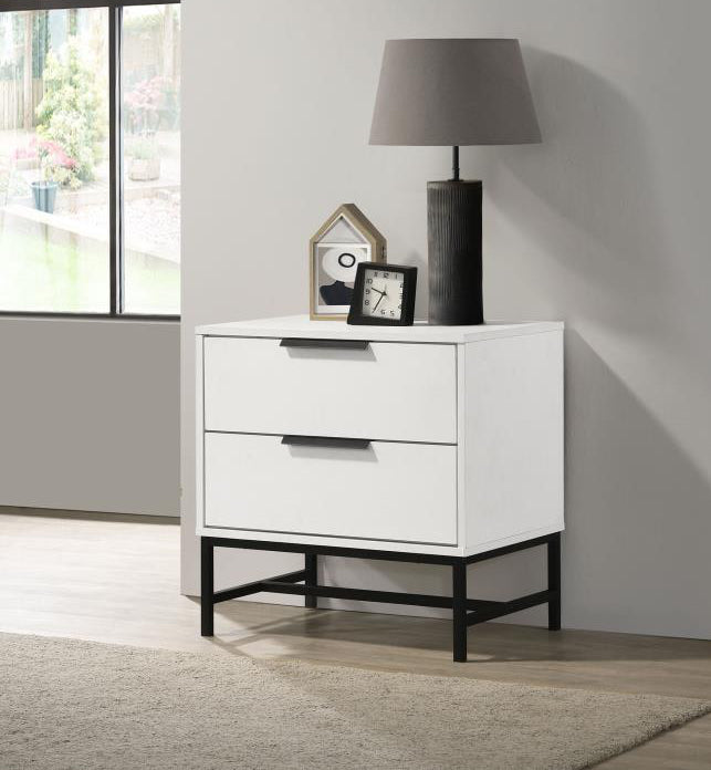 SONORA 2-DRAWER NIGHTSTAND BEDSIDE TABLE WHITE