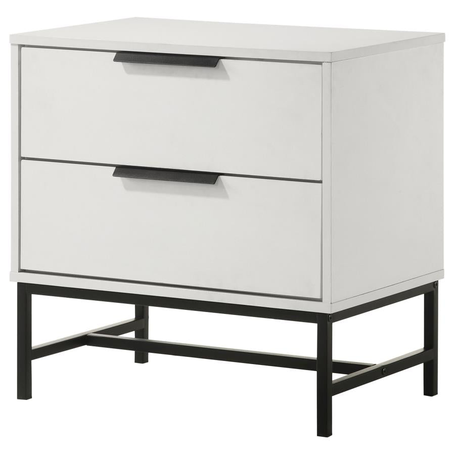 SONORA 2-DRAWER NIGHTSTAND BEDSIDE TABLE WHITE