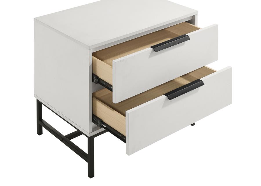 SONORA 2-DRAWER NIGHTSTAND BEDSIDE TABLE WHITE