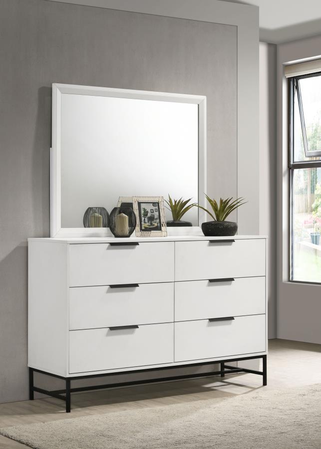SONORA 6-DRAWER DRESSER WITH MIRROR WHITE