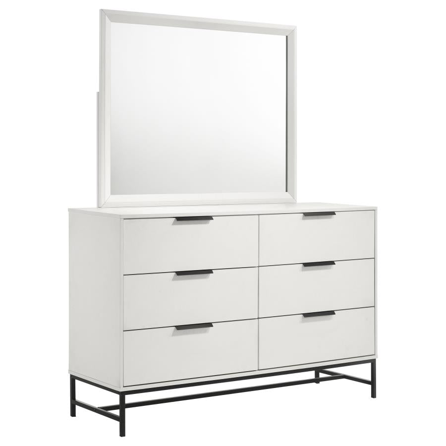 SONORA 6-DRAWER DRESSER WITH MIRROR WHITE