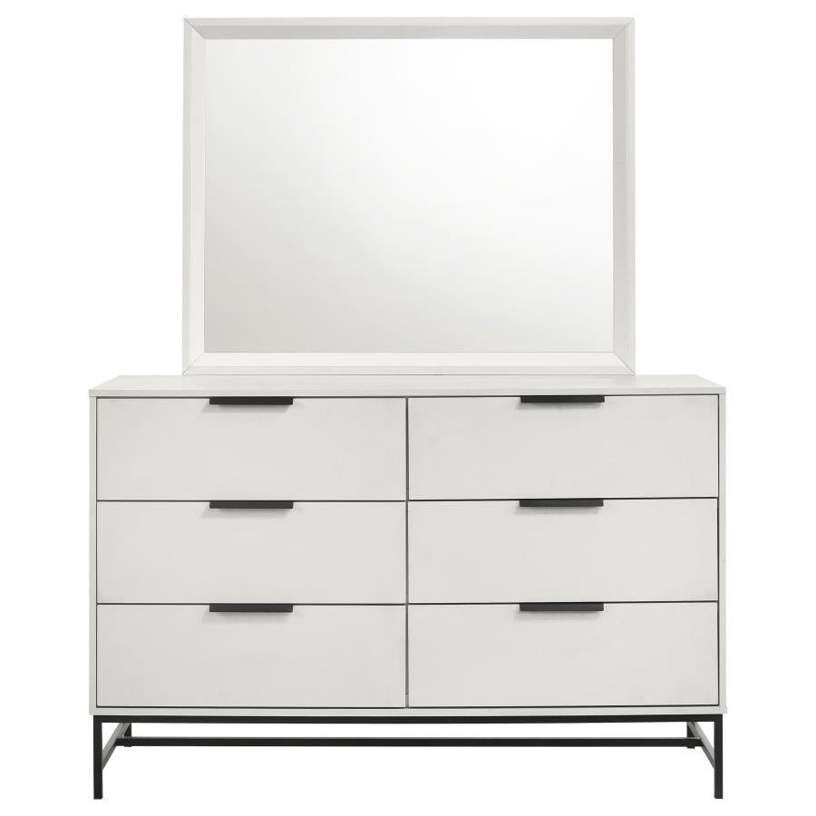 SONORA 6-DRAWER DRESSER WITH MIRROR WHITE