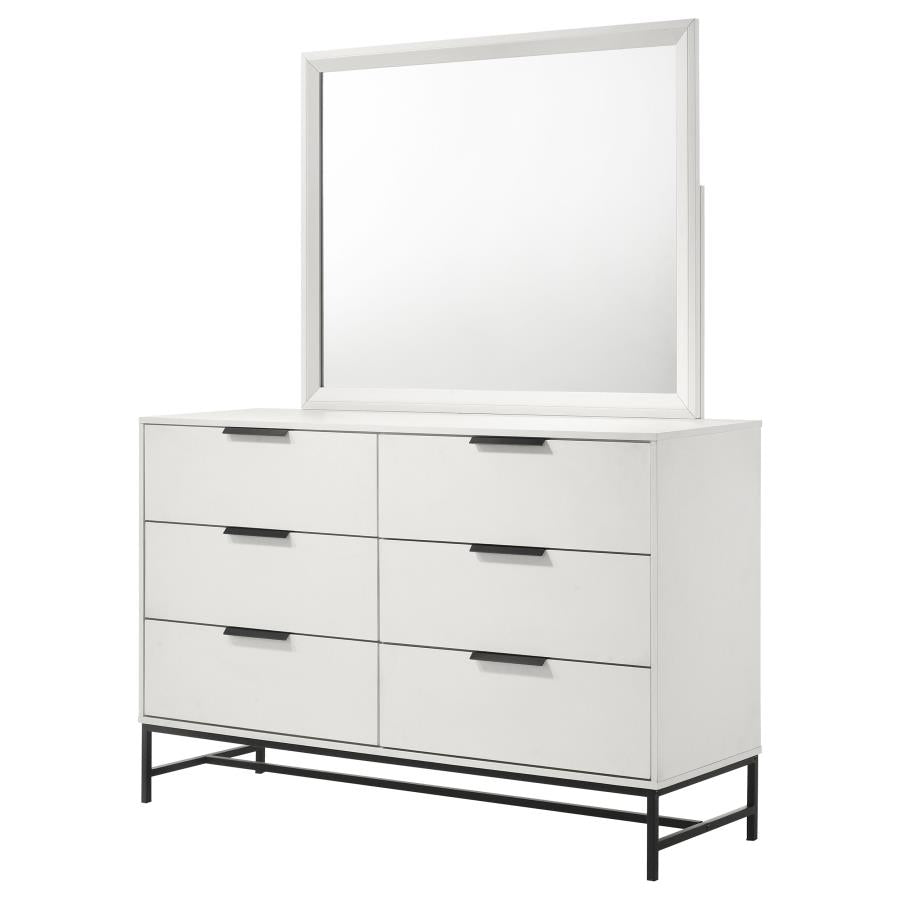 SONORA 6-DRAWER DRESSER WITH MIRROR WHITE
