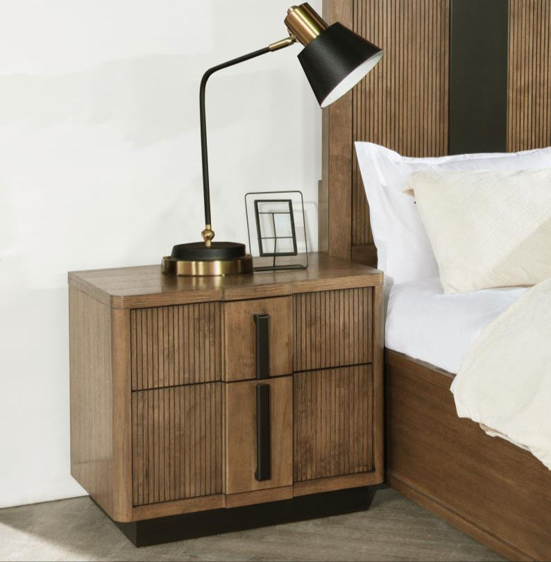 TERRACE 2-DRAWER NIGHTSTAND BEDSIDE TABLE ASH BROWN