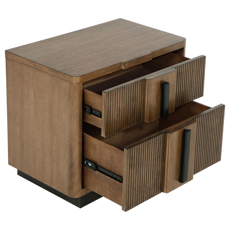 TERRACE 2-DRAWER NIGHTSTAND BEDSIDE TABLE ASH BROWN