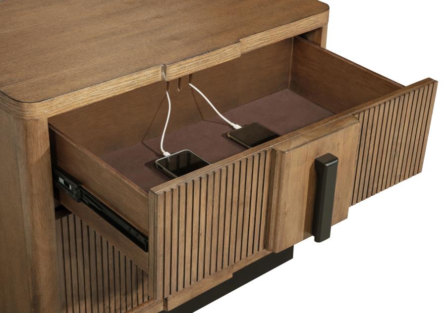 TERRACE 2-DRAWER NIGHTSTAND BEDSIDE TABLE ASH BROWN