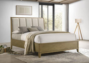 GRANADA UPHOLSTERED QUEEN PANEL BED NATURAL PINE