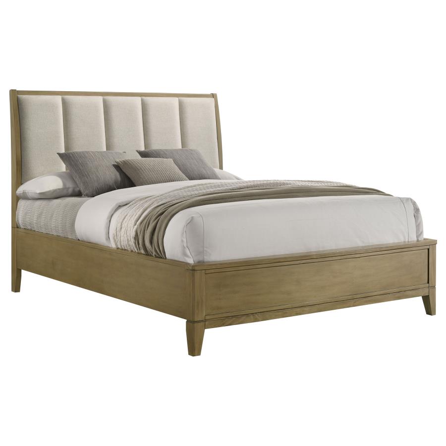 GRANADA UPHOLSTERED QUEEN PANEL BED NATURAL PINE
