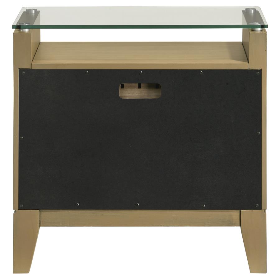 GRANADA 2-DRAWER GLASS TOP NIGHTSTAND NATURAL PINE