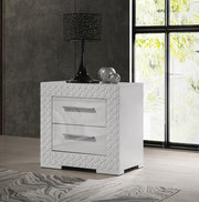IVES 2-DRAWER NIGHTSTAND BEDSIDE TABLE WHITE HIGH GLOSS
