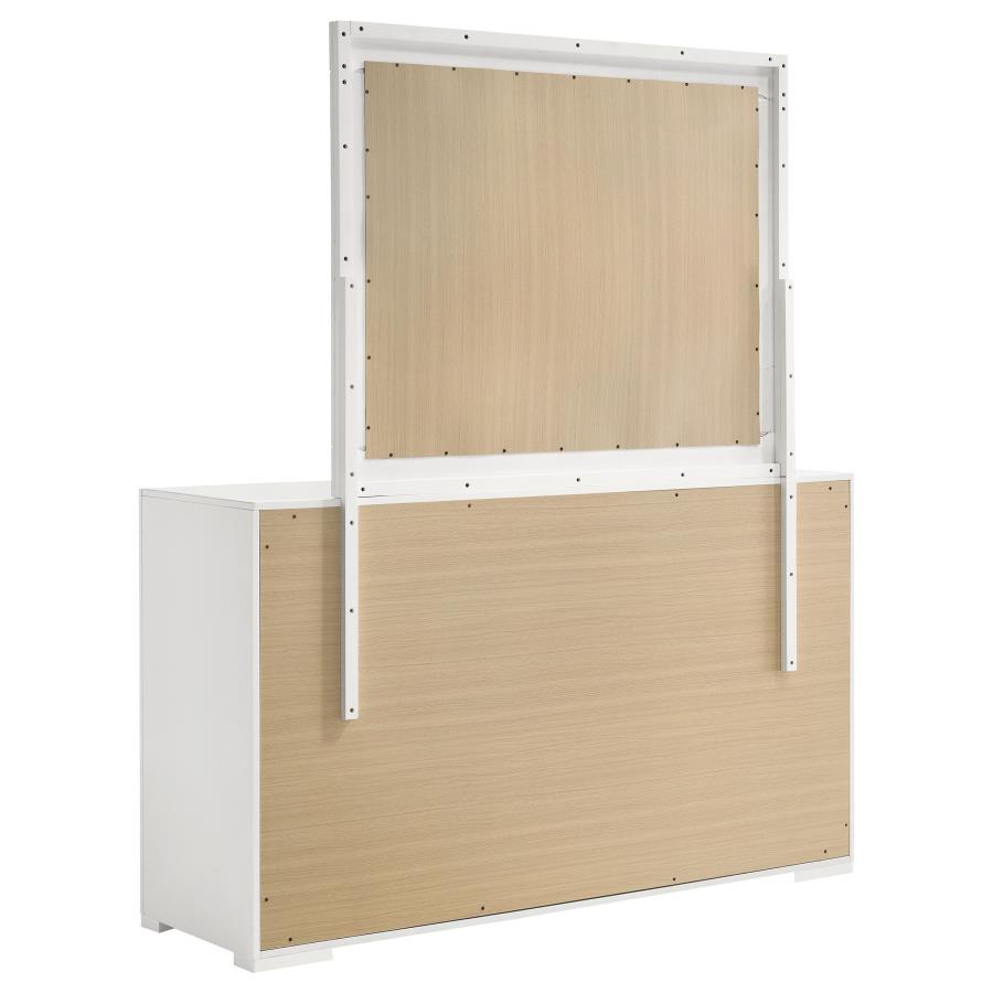 IVES 6-DRAWER DRESSER AND MIRROR WHITE HIGH GLOSS
