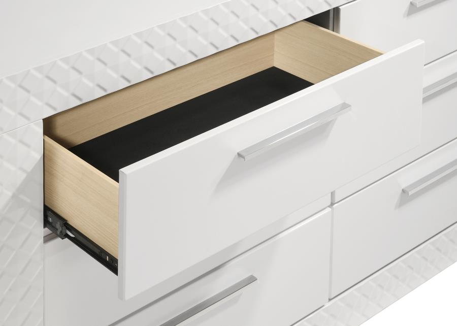 IVES 6-DRAWER DRESSER AND MIRROR WHITE HIGH GLOSS