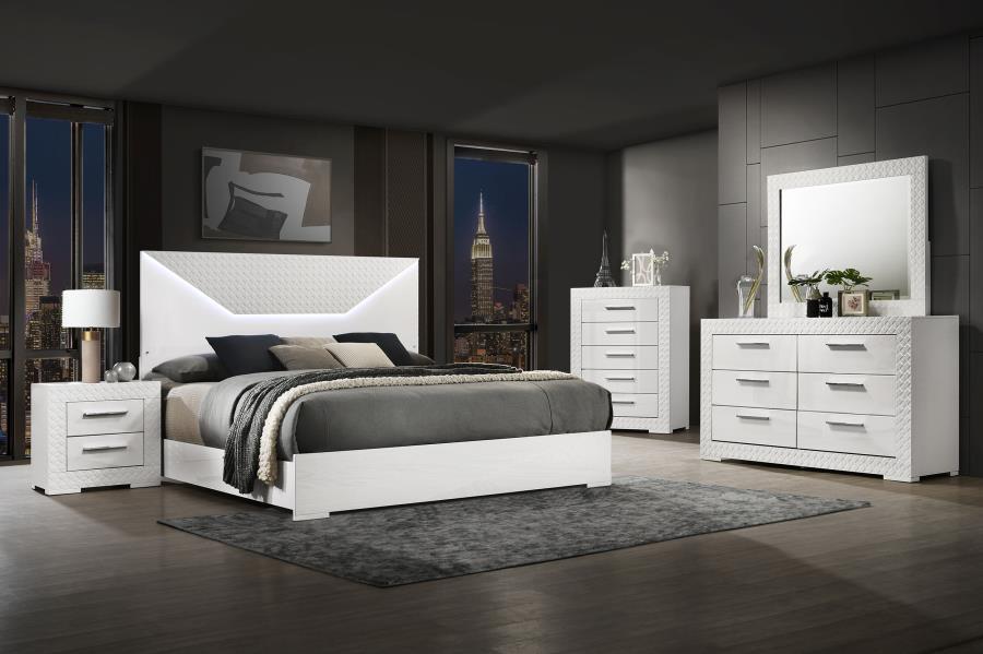 IVES 5-DRAWER BEDROOM CHEST OF DRAWERS WHITE HIGH GLOSS