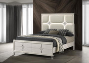 OLIVIA PANEL BED LED HEADBOARD PEARL WHITE