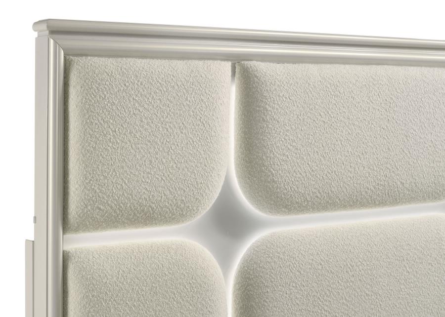 OLIVIA PANEL BED LED HEADBOARD PEARL WHITE