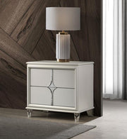 OLIVIA 2-DRAWER NIGHTSTAND BEDSIDE TABLE PEARL WHITE