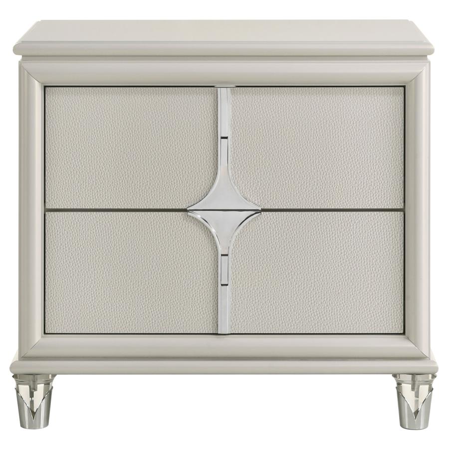 OLIVIA 2-DRAWER NIGHTSTAND BEDSIDE TABLE PEARL WHITE