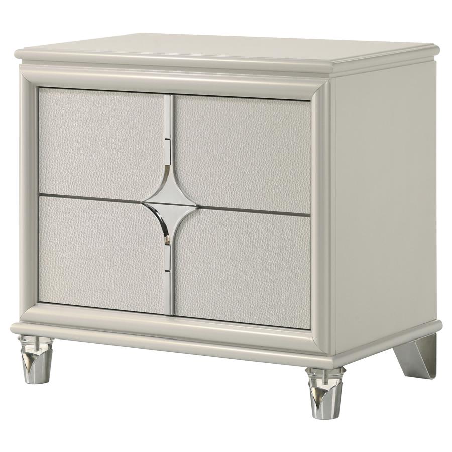 OLIVIA 2-DRAWER NIGHTSTAND BEDSIDE TABLE PEARL WHITE